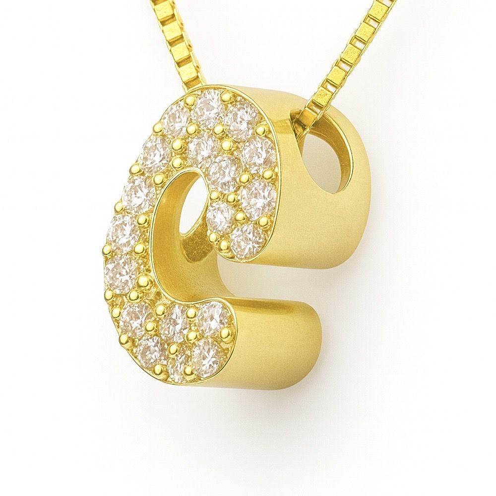 Pingente Letra C Cravejada Banhado a Ouro 18K - 00... - RC JOIAS BY RUDI