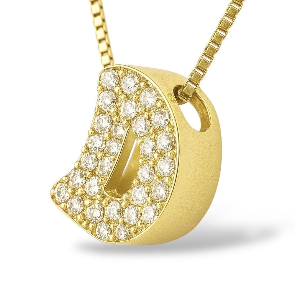 Pingente Letra D Cravejado Banhado a Ouro 18K - 00... - RC JOIAS BY RUDI