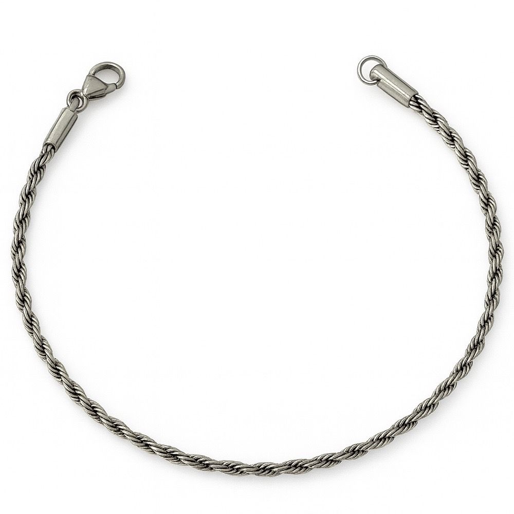 Pulseira Cordão Baiano Fecho Lagosta Aço Inoxidáve... - RC JOIAS BY RUDI