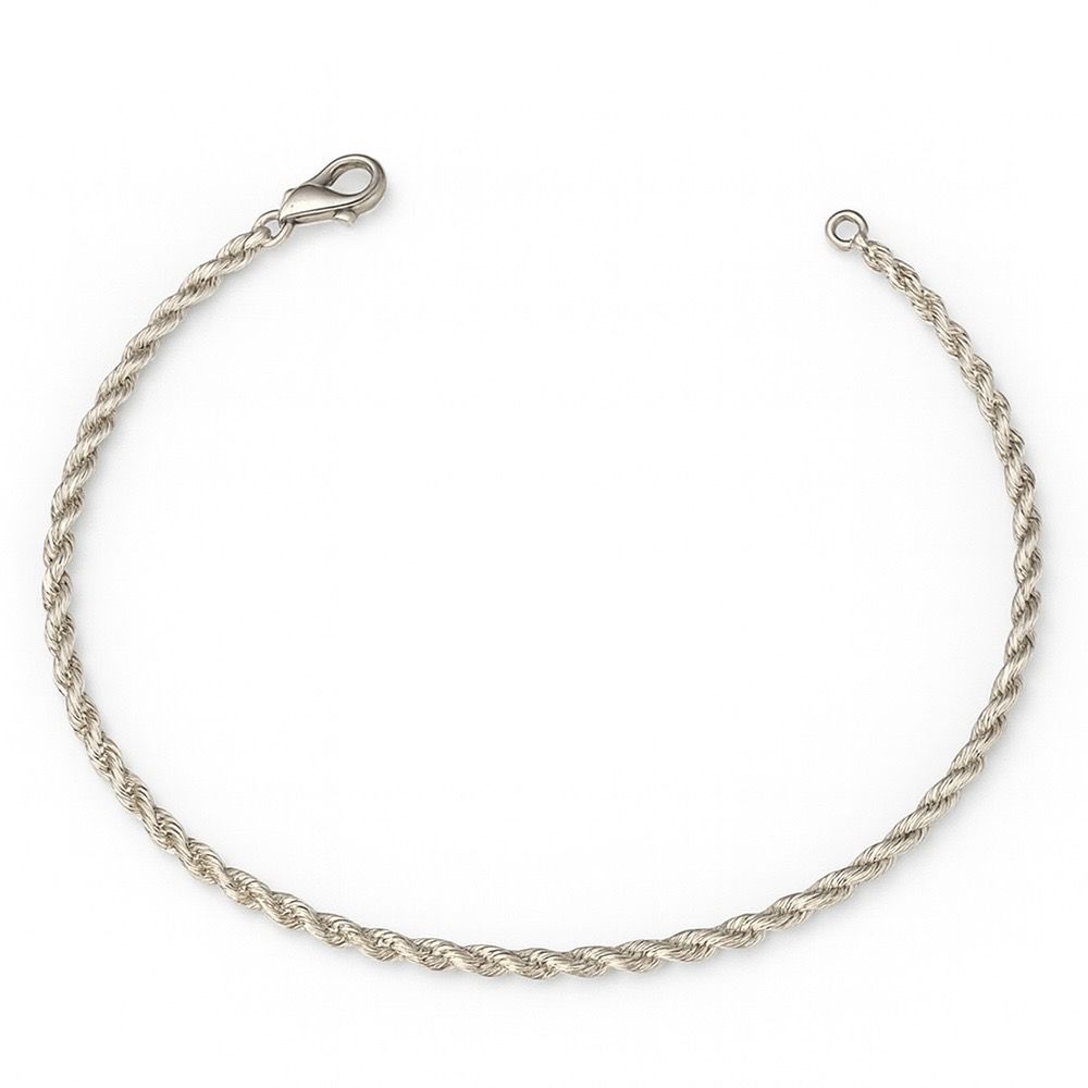 Pulseira Cordão Baiano Fecho Lagosta Banhado A Pra... - RC JOIAS BY RUDI
