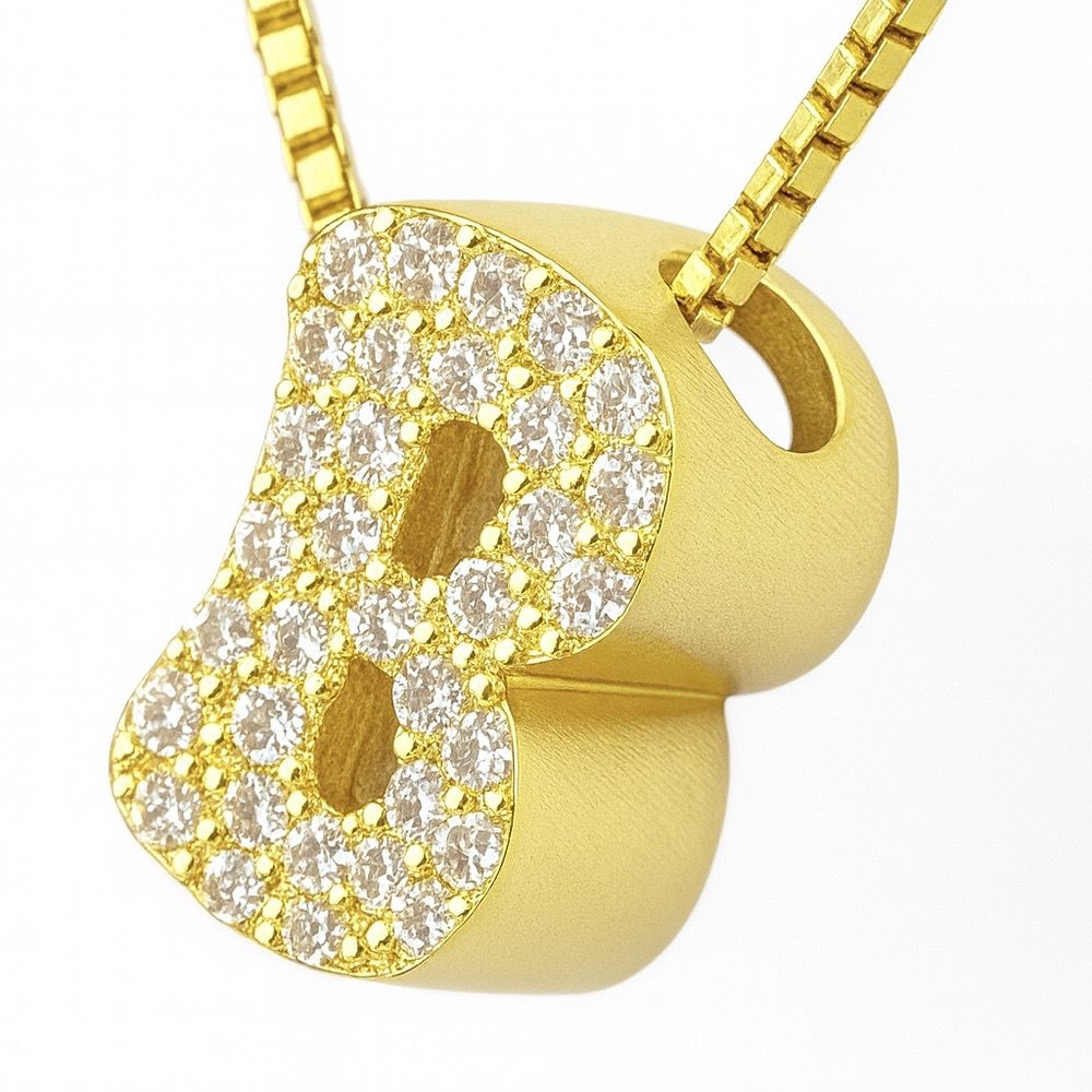 Pingente Letra B Cravejada Banhado ouro 18K - 0000... - RC JOIAS BY RUDI