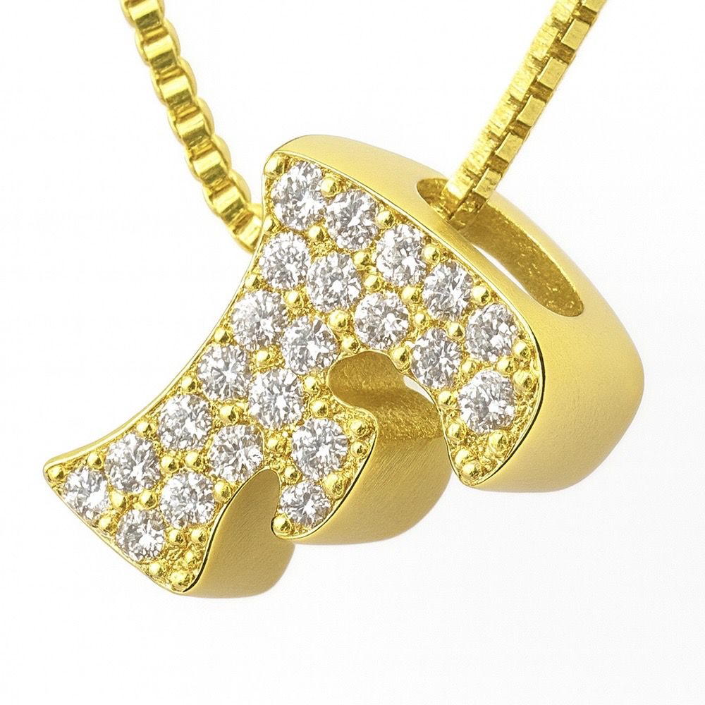 Pingente Letra F Cravejada Banhado a Ouro 18K - 00... - RC JOIAS BY RUDI