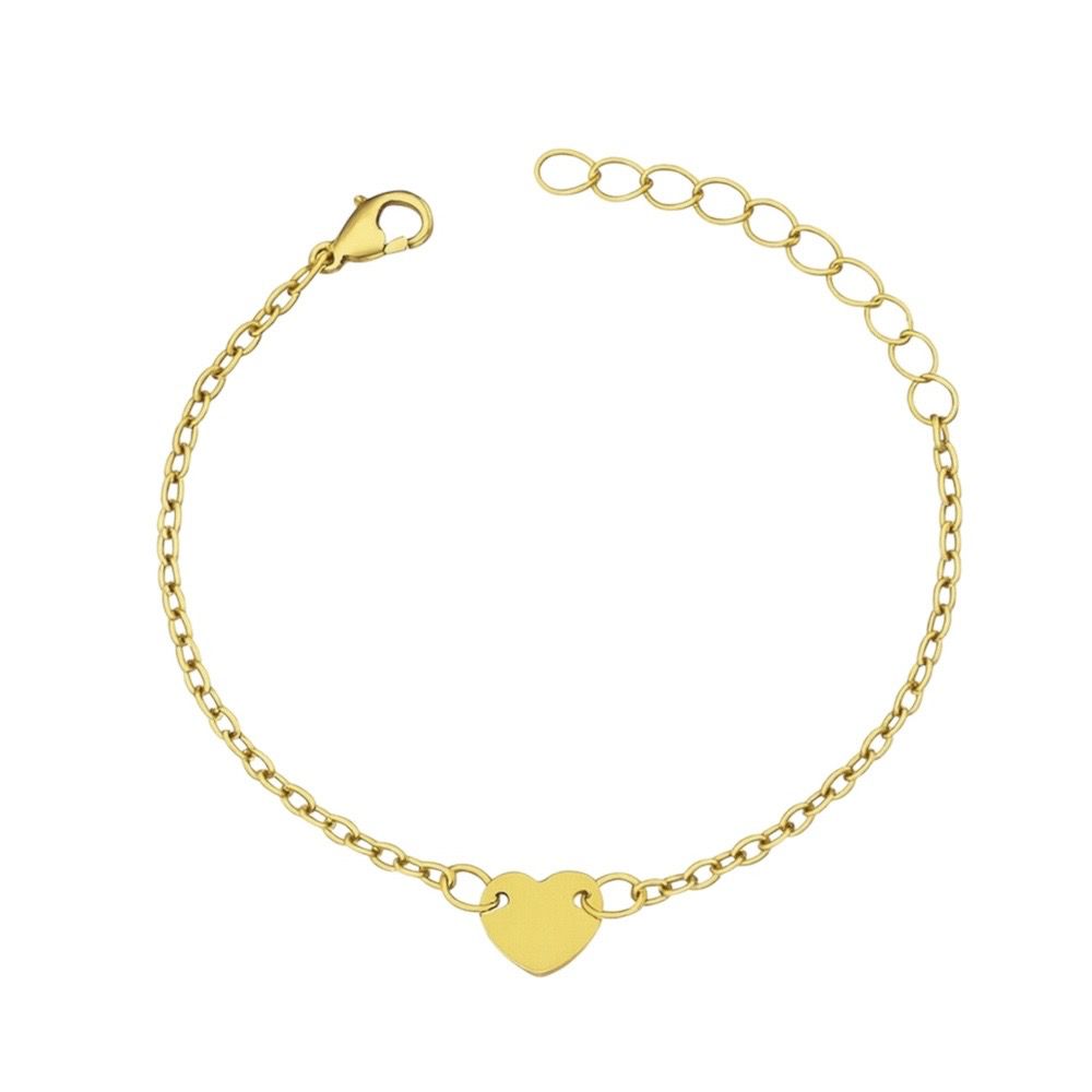 Pulseira Infantil Coração Meio Banhado a Ouro 18K ... - RC JOIAS BY RUDI