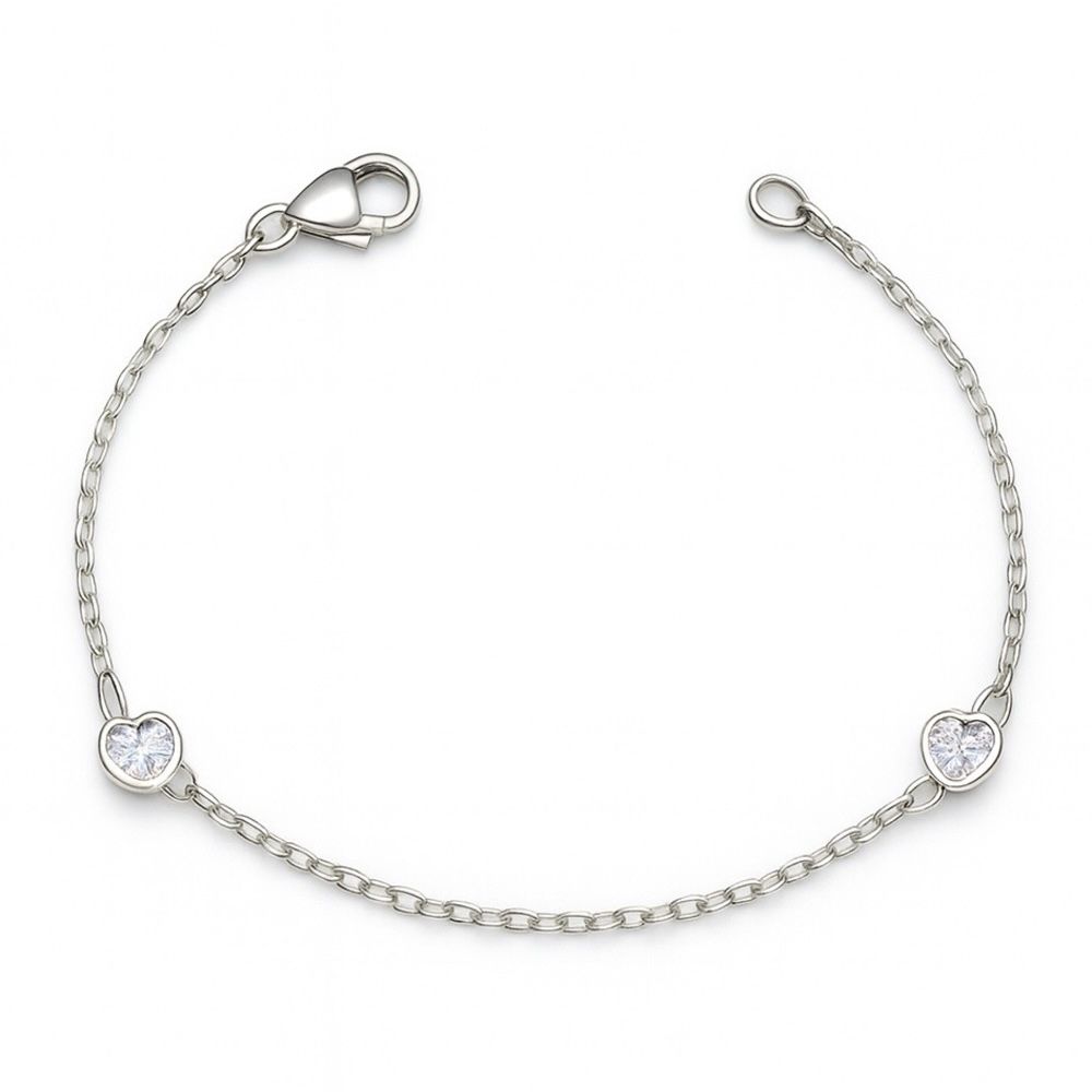 Pulseira Infantil Coração Meio Zircônia Banhado A ... - RC JOIAS BY RUDI