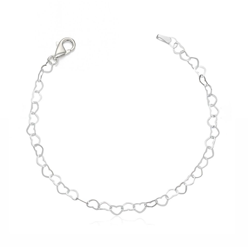 Pulseira Infantil Coração Vazado Banhado A Prata 9... - RC JOIAS BY RUDI