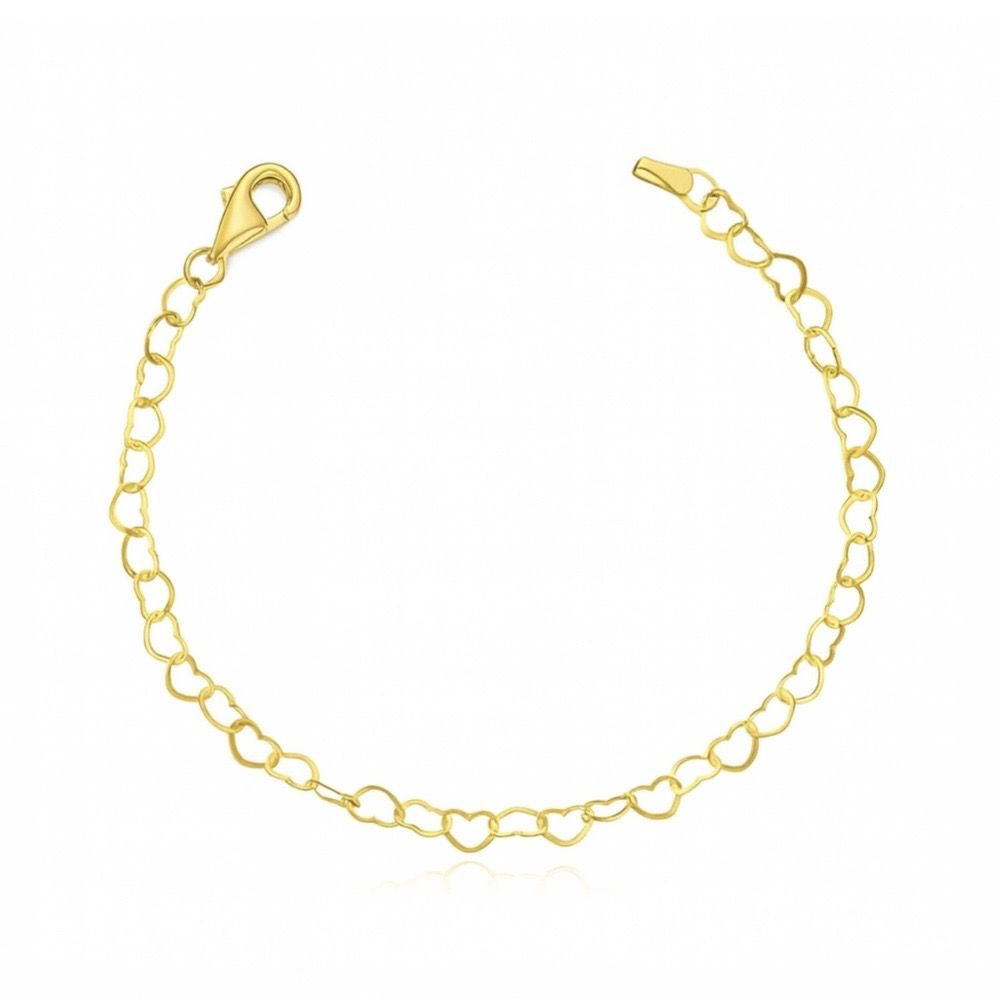 Pulseira Infantil Coração Vazado Banhado a Ouro 18... - RC JOIAS BY RUDI