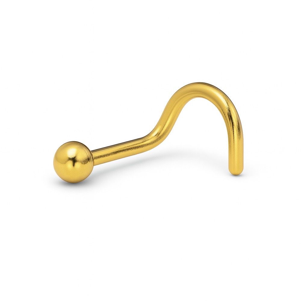 Piercing Nariz Curvado Bola Aço Dourado - 0000000... - RC JOIAS BY RUDI