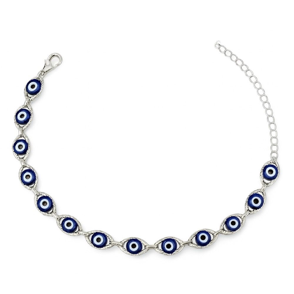 Pulseira Olho Grego Chinês Grande Azul Escuro Banh... - RC JOIAS BY RUDI