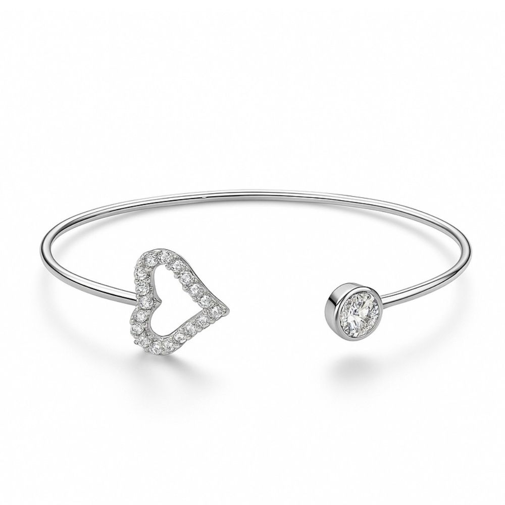 Pulseira Bracelete Coração Luz Banhado A Prata 925... - RC JOIAS BY RUDI