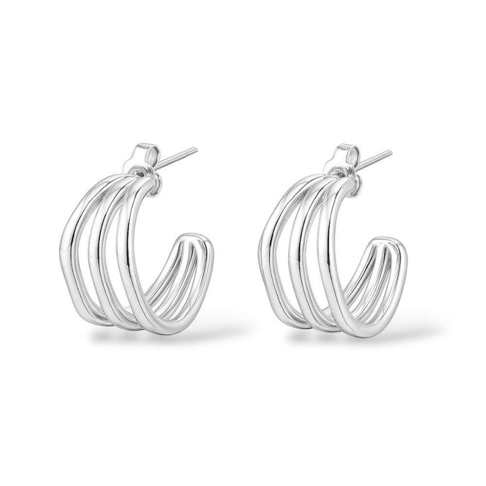 Brinco Argola Tripla Tarraxa Banhado a Prata 925 -... - RC JOIAS BY RUDI