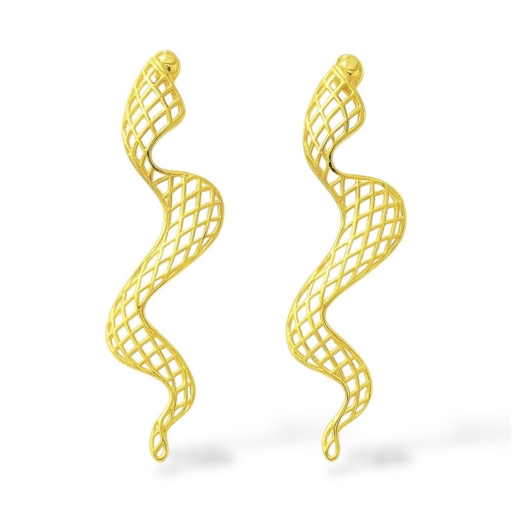 Brinco Serpentinha Banhado a Ouro 18K - 0000000137... - RC JOIAS BY RUDI