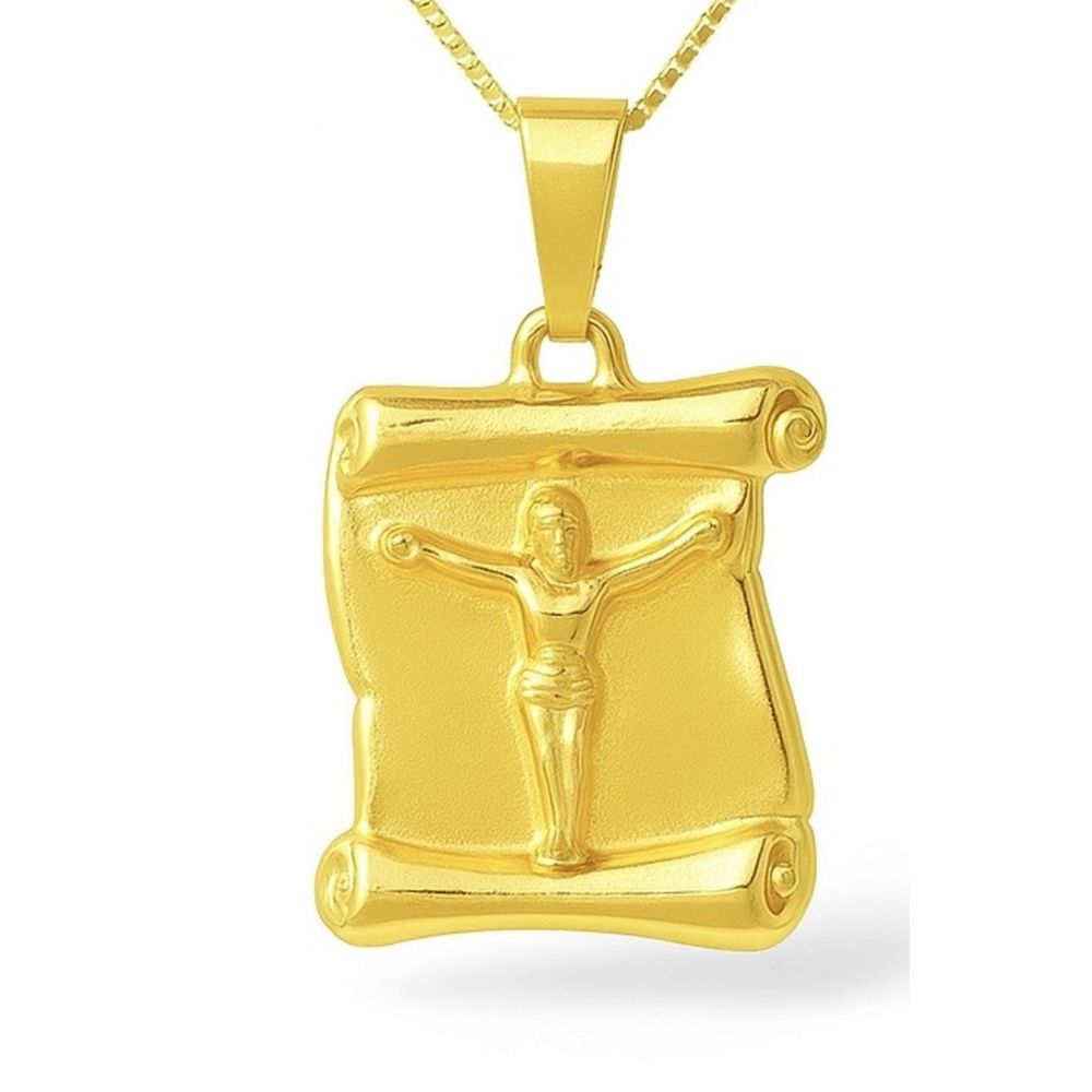 Pingente Pergaminho Jesus 24x18 Banhado A Ouro 18K... - RC JOIAS BY RUDI