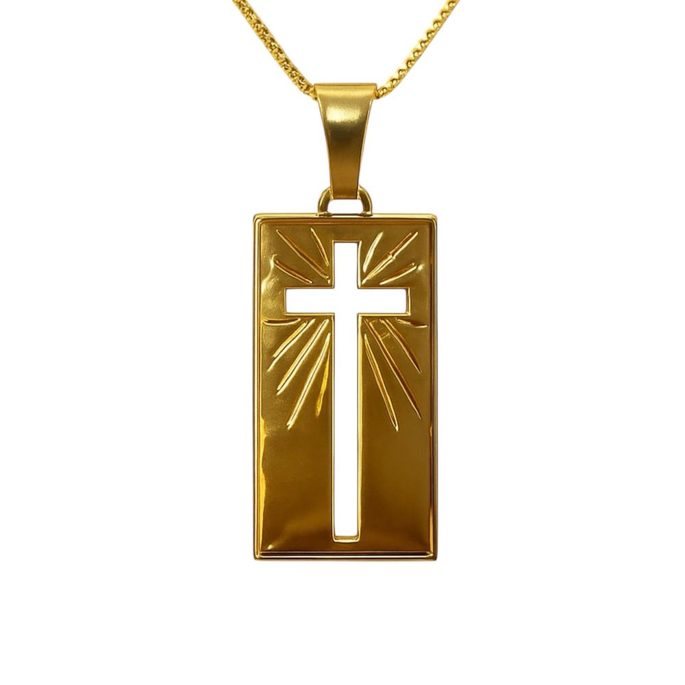 Pingente Cruz Nimbus Vazado Banhado A Ouro 18k - 0... - RC JOIAS BY RUDI