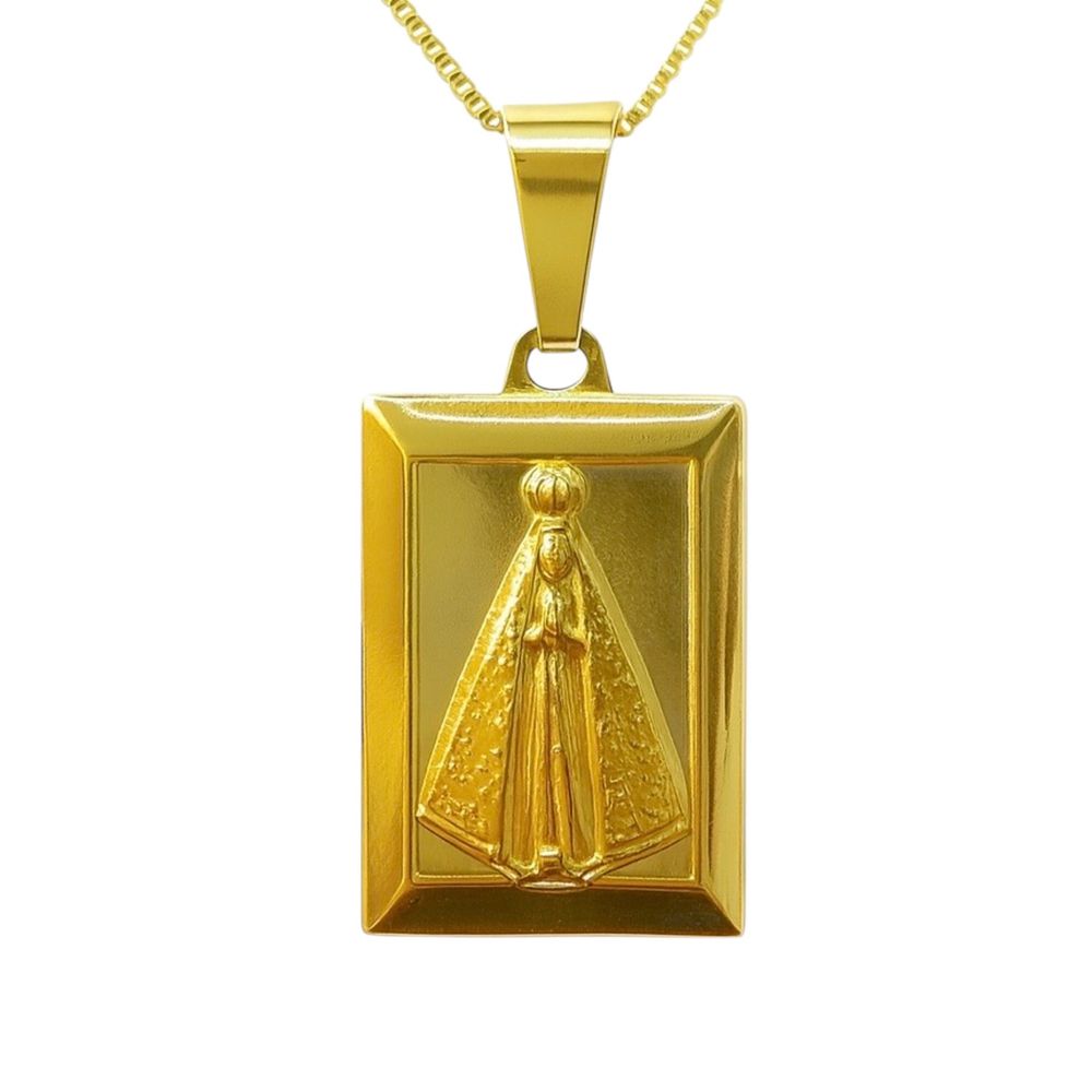 Pingente Placa Nossa Senhora 17x29 Banhado A Ouro ... - RC JOIAS BY RUDI