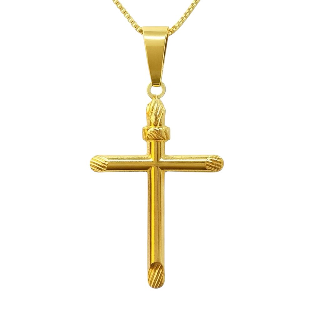 Pingente Cruz Palito Banhado A Ouro 18K - 00000001... - RC JOIAS BY RUDI