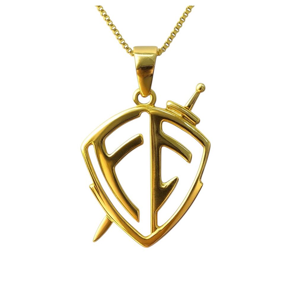 Pingente Escudo Fé Vazado Banhado a Ouro 18K - 000... - RC JOIAS BY RUDI