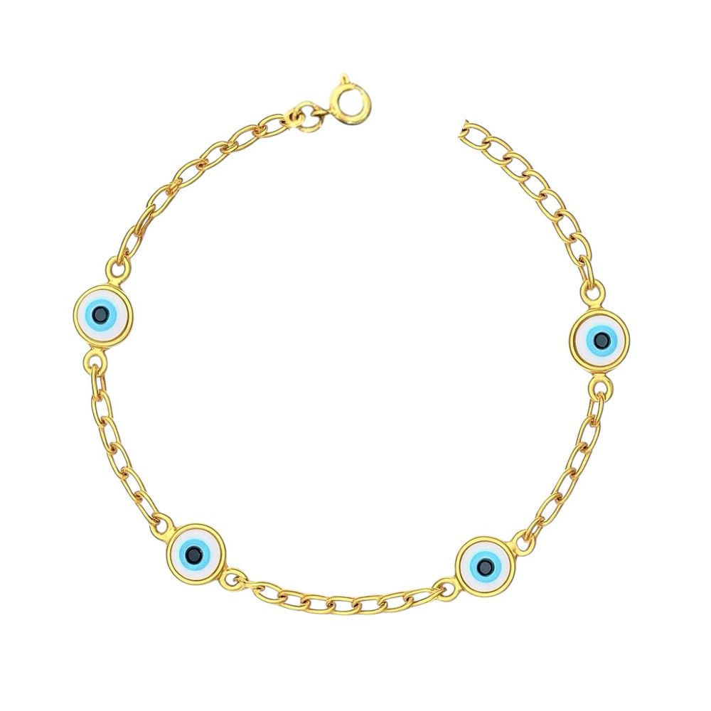 Pulseira Olho Grego Redondo Bola Banhado a Ouro 18... - RC JOIAS BY RUDI