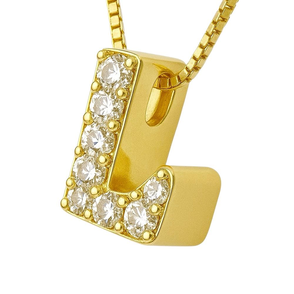 Pingente Letra L Cravejado Banhado a Ouro 18K - 00... - RC JOIAS BY RUDI