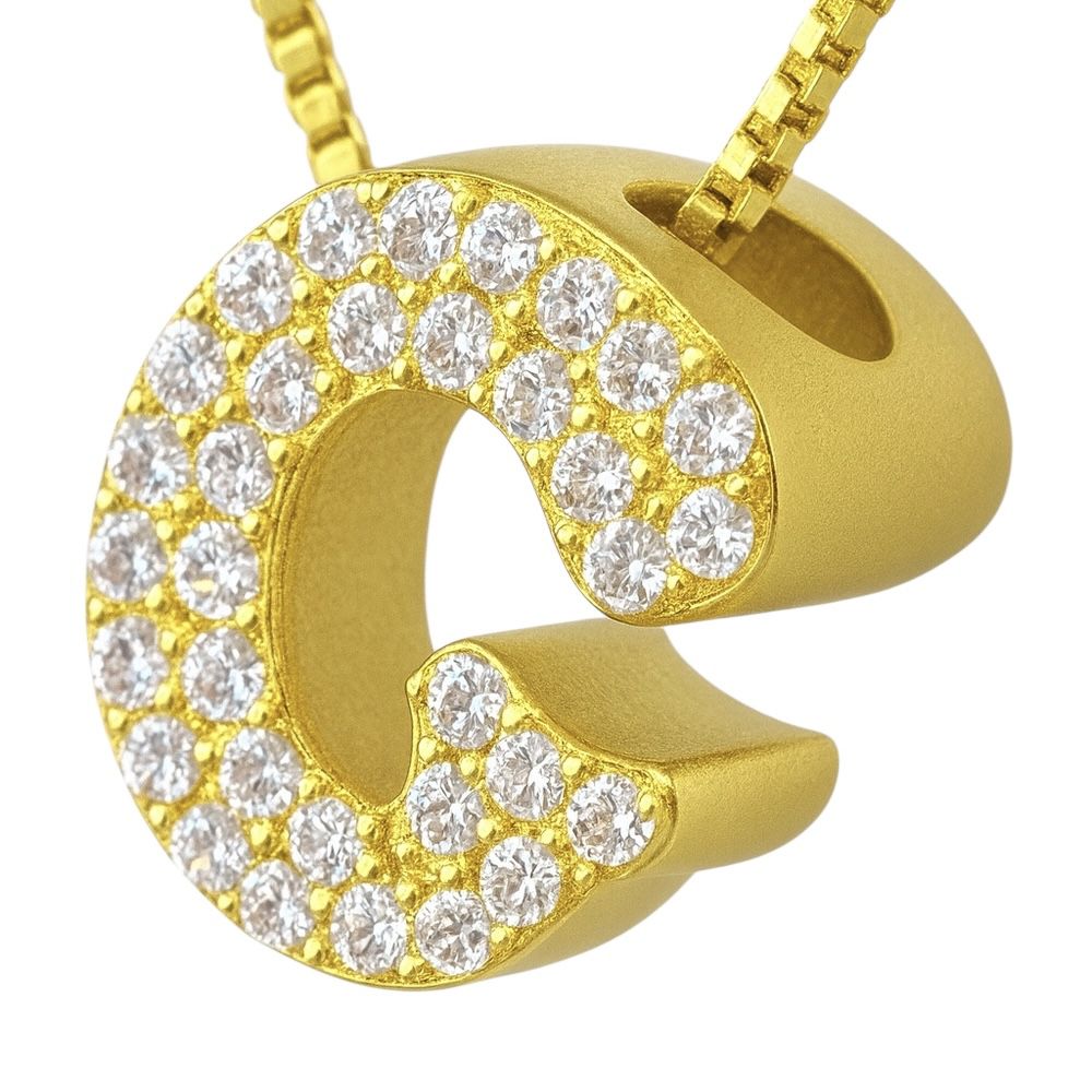 Pingente Letra G Cravejada Banhado a Ouro 18K - 00... - RC JOIAS BY RUDI
