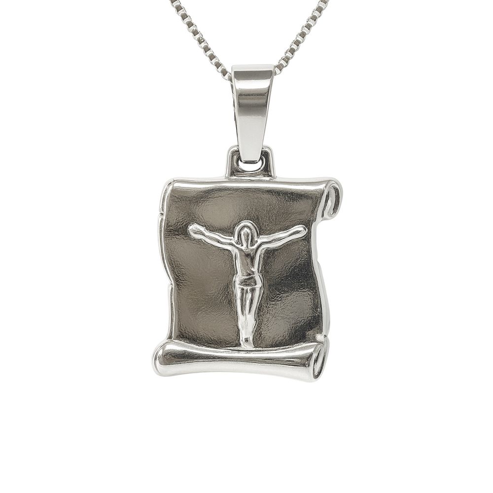 Pingente Pergaminho Jesus Banhado A Prata 925 - 00... - RC JOIAS BY RUDI