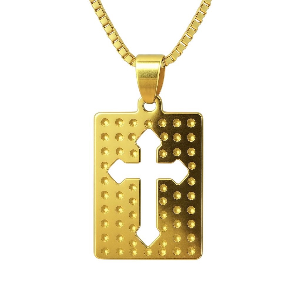 Pingente Placa Cruz Vazado Banhado a Ouro 18K - 0... - RC JOIAS BY RUDI