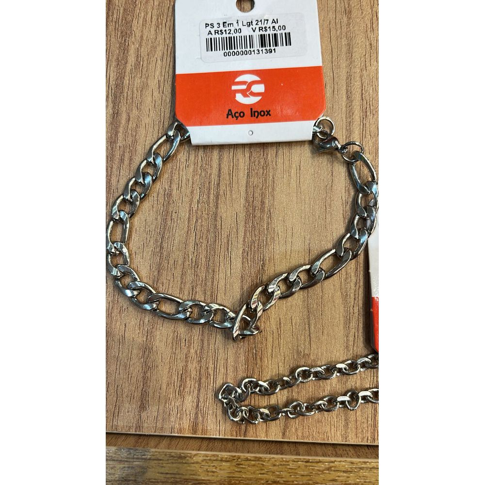 Pulseira Três em Um Lagosta Aço Inoxidável - 0000... - RC JOIAS BY RUDI