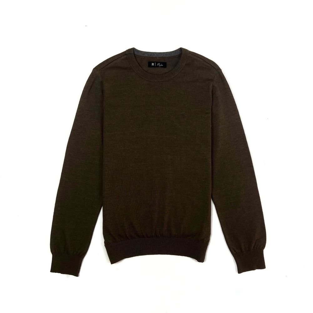 TRICOT CLÁSSICO MASCULINO GOLA CARECA MARROM - RHO... - Rhouker