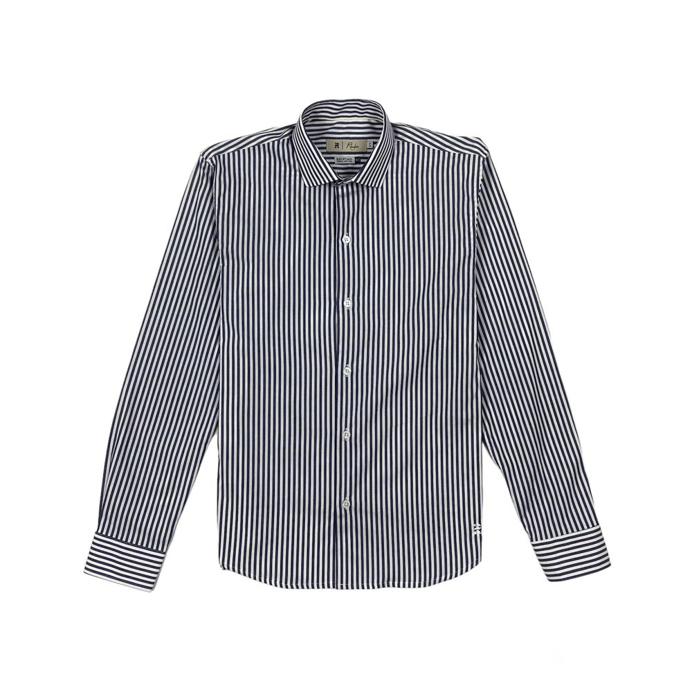 CAMISA SLIM ML AZUL CLÁSSICA LISTRADO RHOUKER - Rhouker