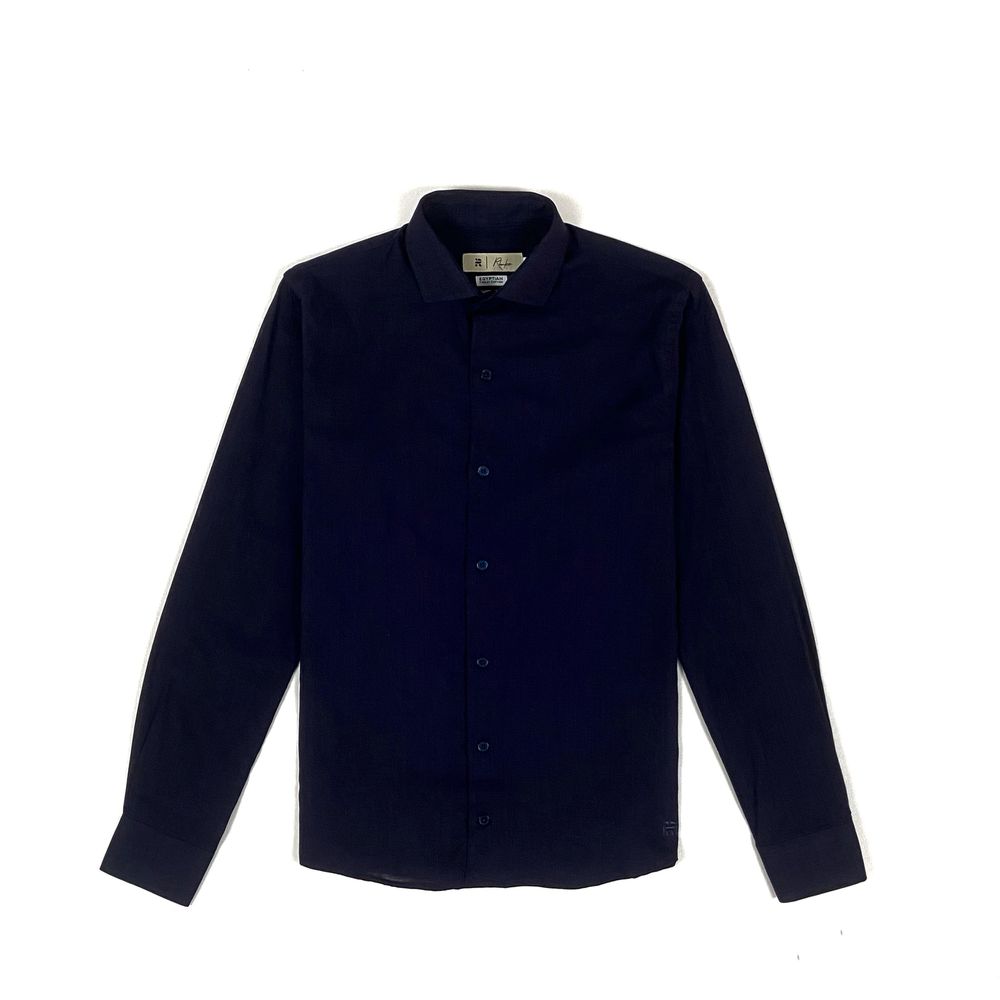 CAMISA SLIM ML FLAME AZUL MARINHO RHOUKER - Rhouker