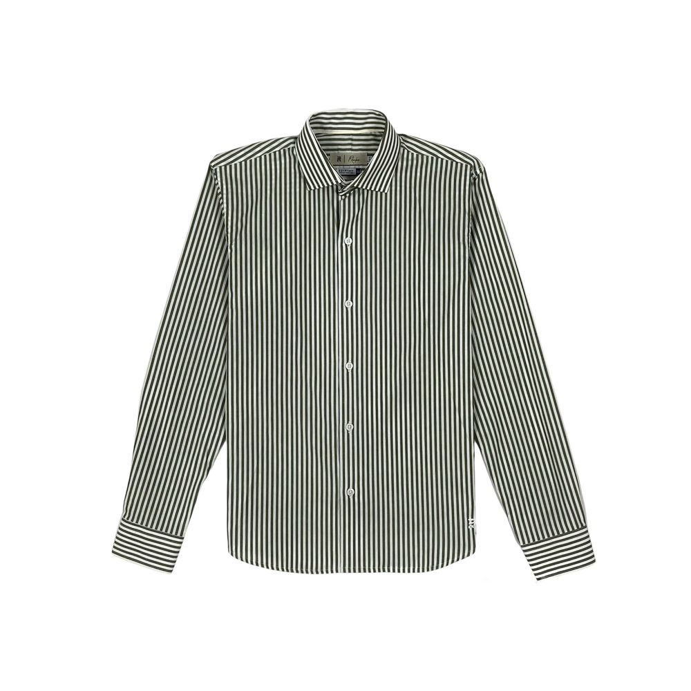 CAMISA SLIM ML VERDE CLÁSSICA LISTRADO RHOUKER - Rhouker