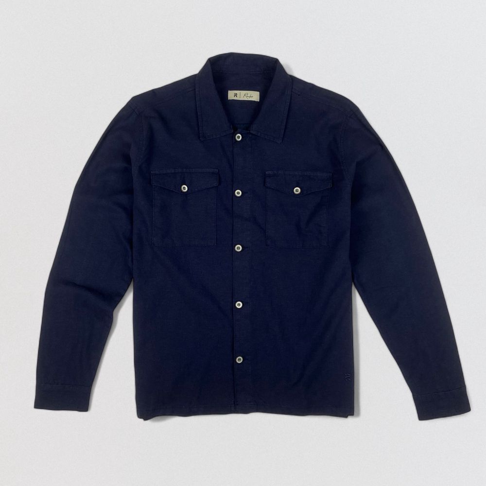 CAMISA OVERSHIRT RHOUKER LINHO E VISCOSE AZUL MARI... - Rhouker