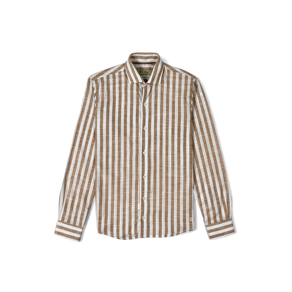 CAMISA CASUAL MARROM LISTRADO RHOUKER SLIM ML - Rhouker