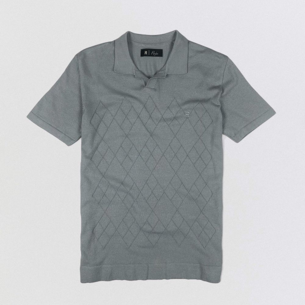POLO TRICOT LEVE JAQUARD CINZA - Rhouker