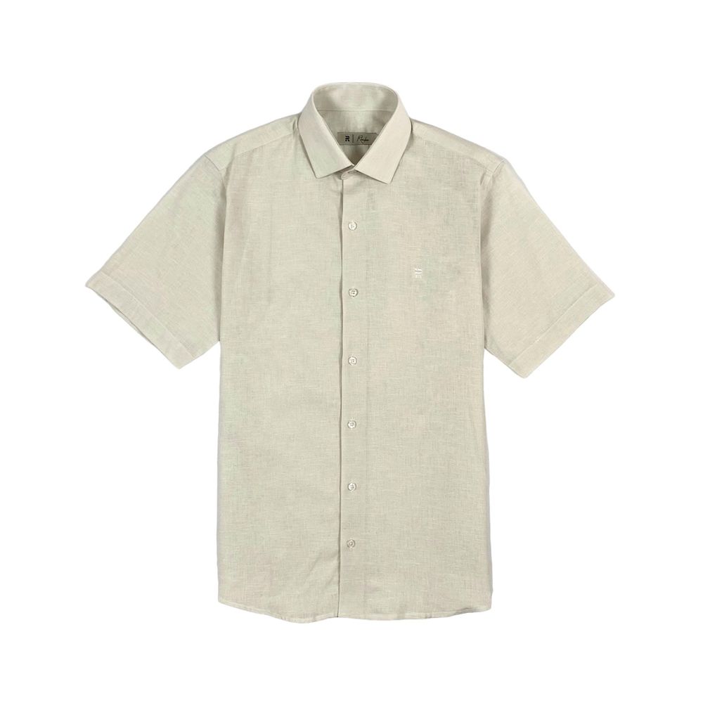 CAMISA LINHO|ALGODÃO RHOUKER MC CONFORT OFF-WHITE - Rhouker