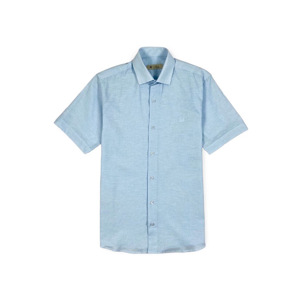 CAMISA LINHO|ALGODÃO RHOUKER MC CONFORT AZUL CLARO - Rhouker