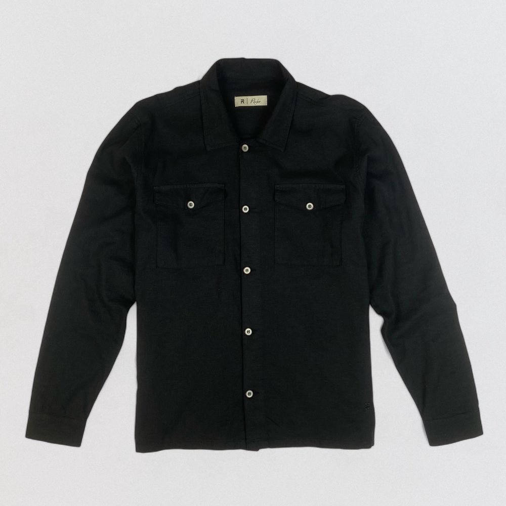 CAMISA OVERSHIRT RHOUKER LINHO E VISCOSE PRETA - Rhouker