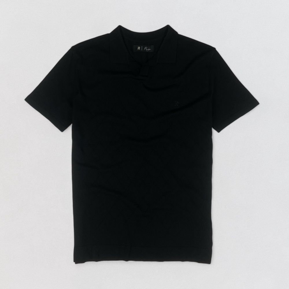 POLO TRICOT LEVE JAQUARD PRETO