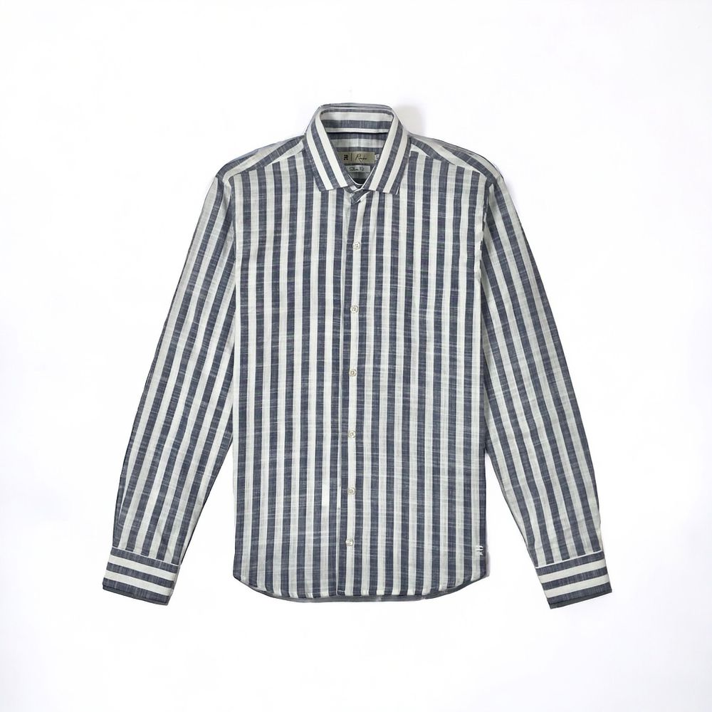 CAMISA CASUAL AZUL LISTRADO RHOUKER SLIM ML - Rhouker