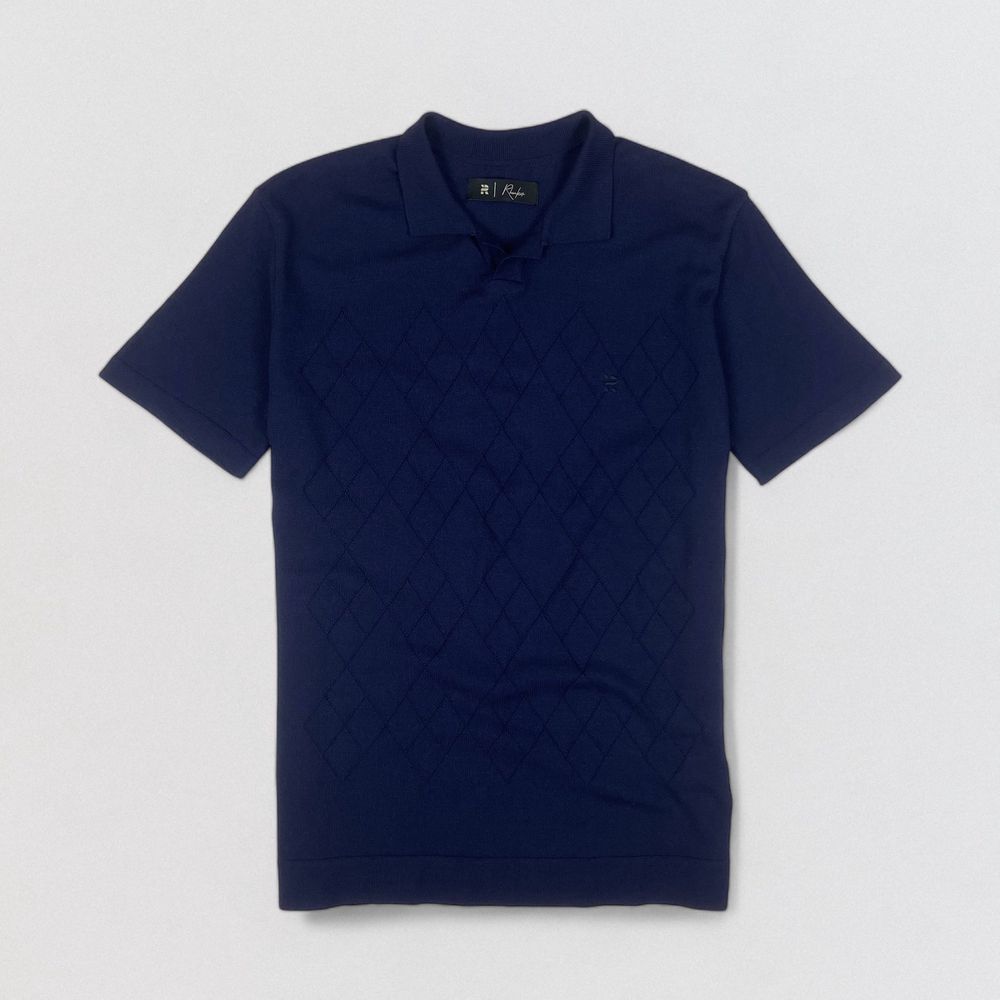 POLO TRICOT LEVE JAQUARD AZUL MARINHO - Rhouker