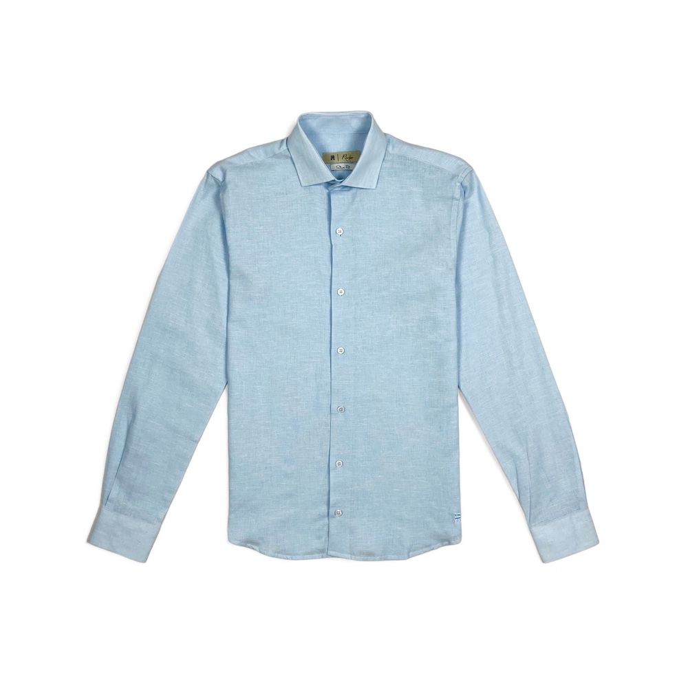 CAMISA LINHO|ALGODÃO AZUL CLARO RHOUKER SLIM ML