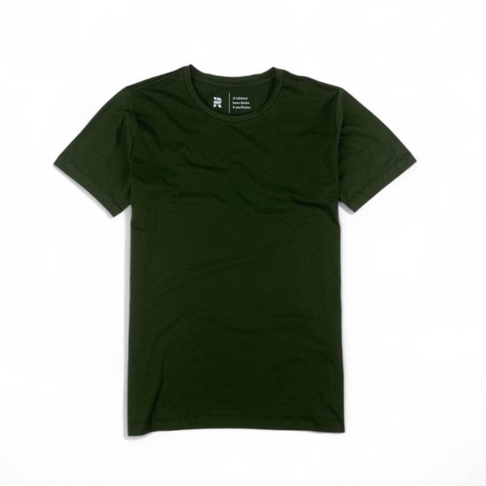 Camiseta Basic Algodão Egípcio Rhouker Verde Milit... - Rhouker
