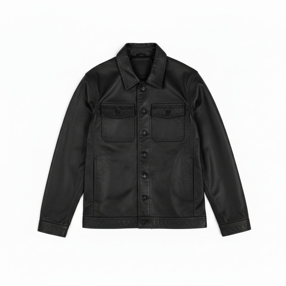 JAQUETA DE COURO PRETA ESTILO CAMISA RHOUKER - Rhouker