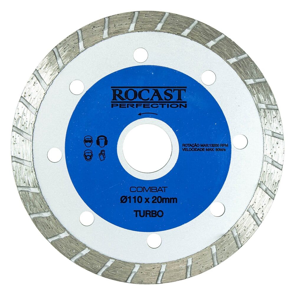 Disco Diamantado Combat Turbo Uso Geral Corte Seco 110x20mm 34,0013 ROCAST - Ritec Máquinas e Ferramentas