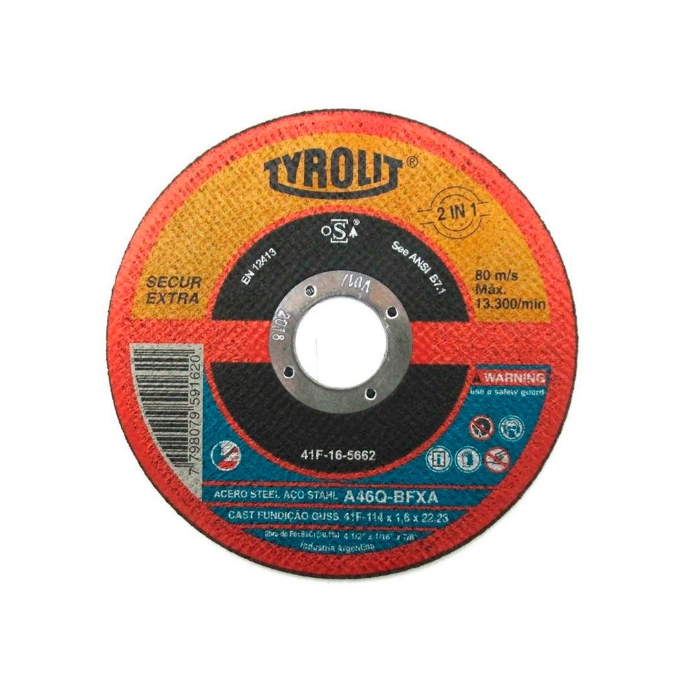 Disco de Corte Deep Cut 4.1/2" x 1.6 x 7/8" - A46Q-BFXA - 557558 - TYROLIT