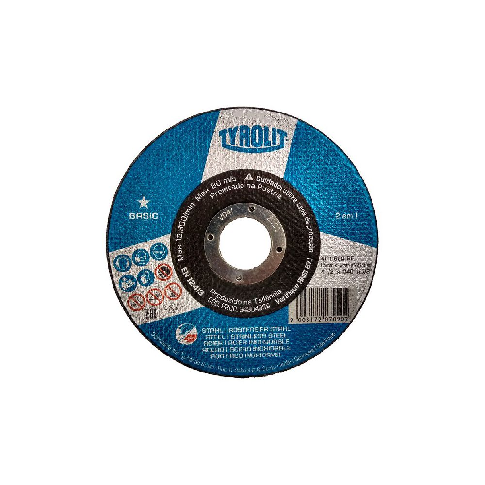 Disco de Corte Deep Cut 4.1/2" x 1.0 x 7/8" Basic 2in1 - 34304989 - TYROLIT