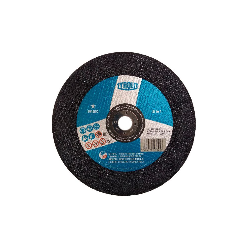 Disco de Corte 2 Telas 9" x 1/8" x 7/8" - Basic 2in1 - 223002 - TYROLIT