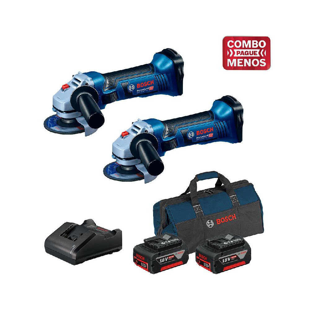 Kit Bosch 2 Esmerilhadeiras + 2 Baterias 18V + Maleta - Bosch