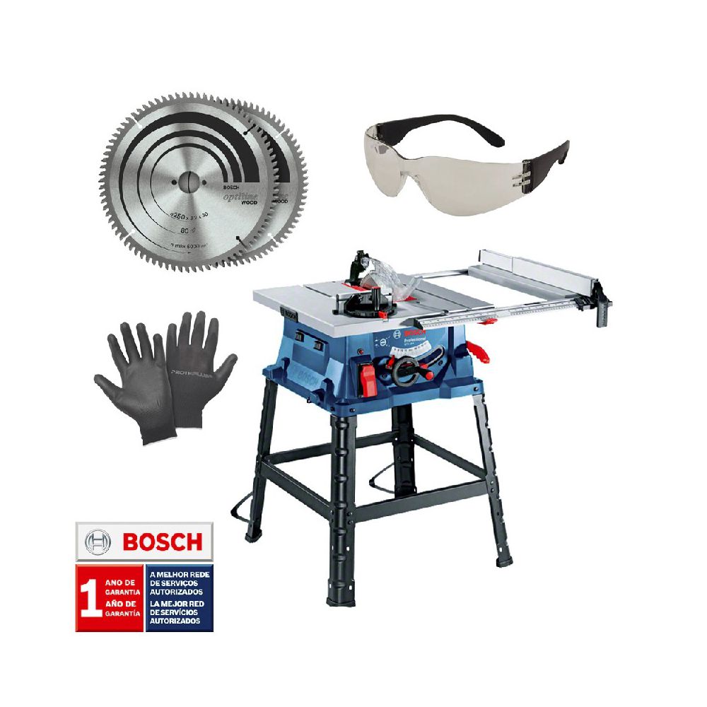 Serra de Mesa Bosch GTS 254 1800W discos de 254mm + Brindes 127V - Ritec Máquinas e Ferramentas