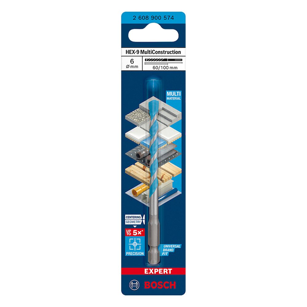 Broca EXPERT HEX-9 Multiconstruction Ø6x60x100mm - Bosch - Ritec Máquinas e Ferramentas