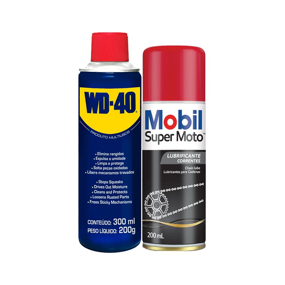 Kit Óleo Desengripante WD-40 + Lubrificador de Correntes